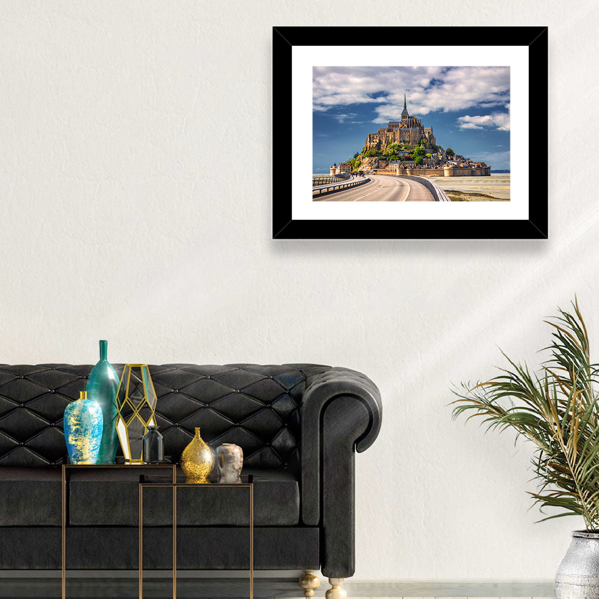 Mont Saint-michel at Low Tide Wall Art in a room, landscape