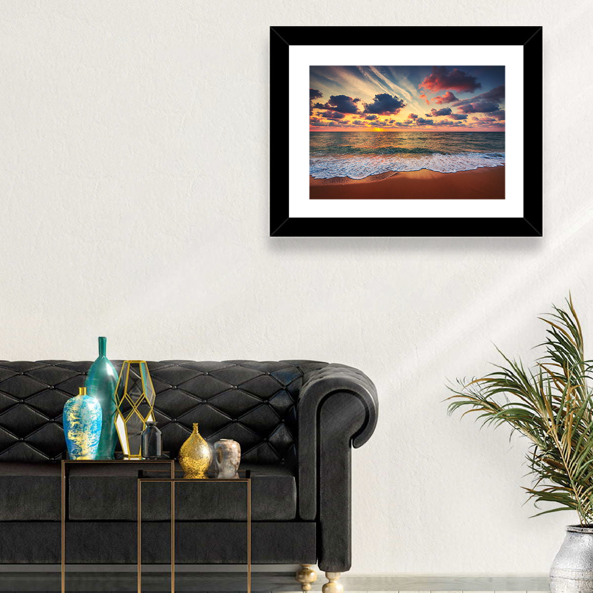 Cloudy Beach Sunrise Wall Art