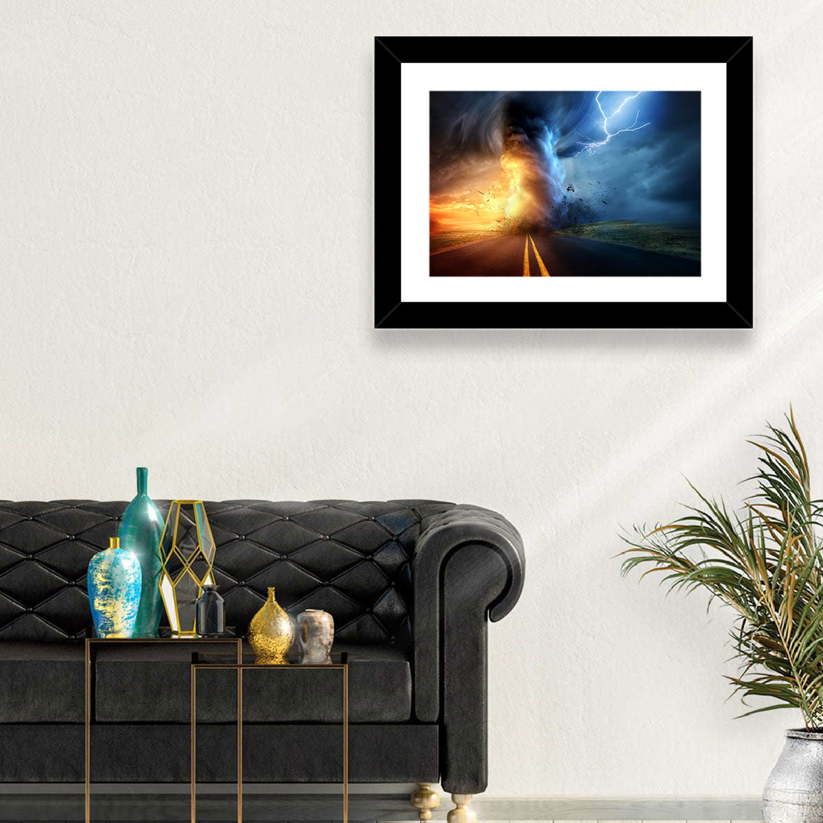 Road to a Twisting Tornado Wall Art in a room, landscape