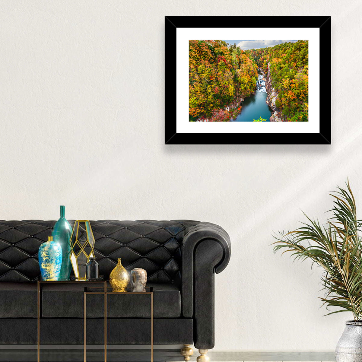 Tallulah Gorge Waterfall Wall Art in a room, landscape