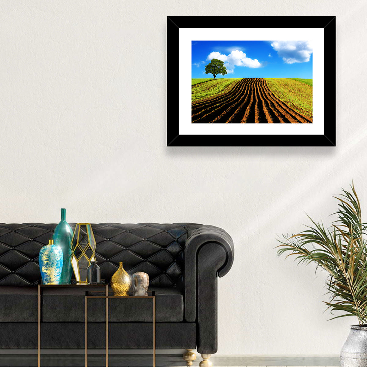 Plowed Field with Lone Tree Wall Art