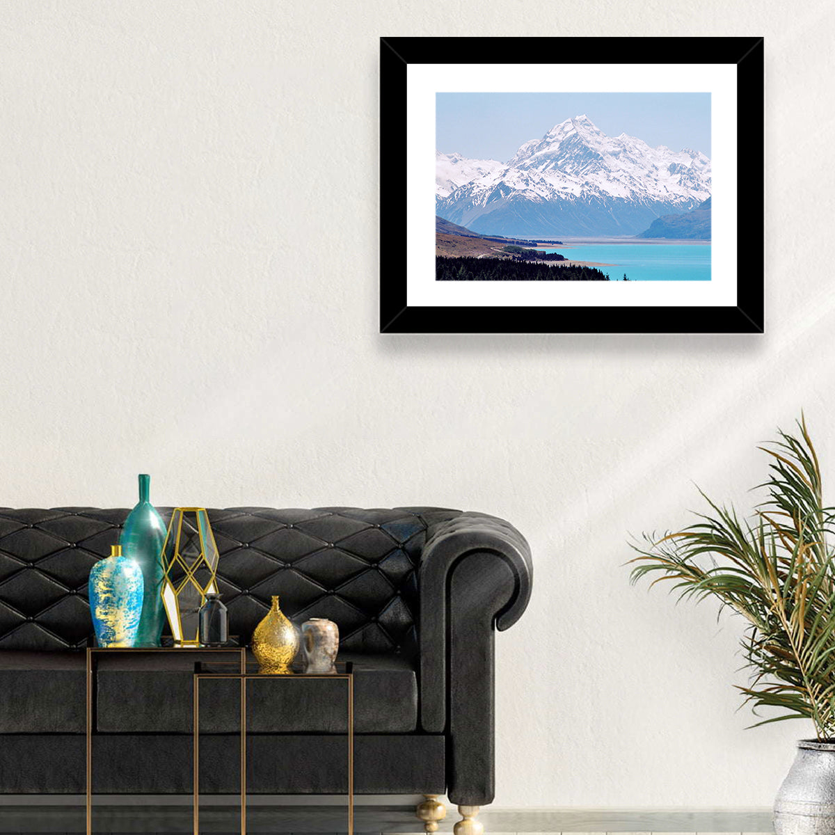 Lake Pukaki and Aoraki Mount Cook Wall Art in a room, landscape
