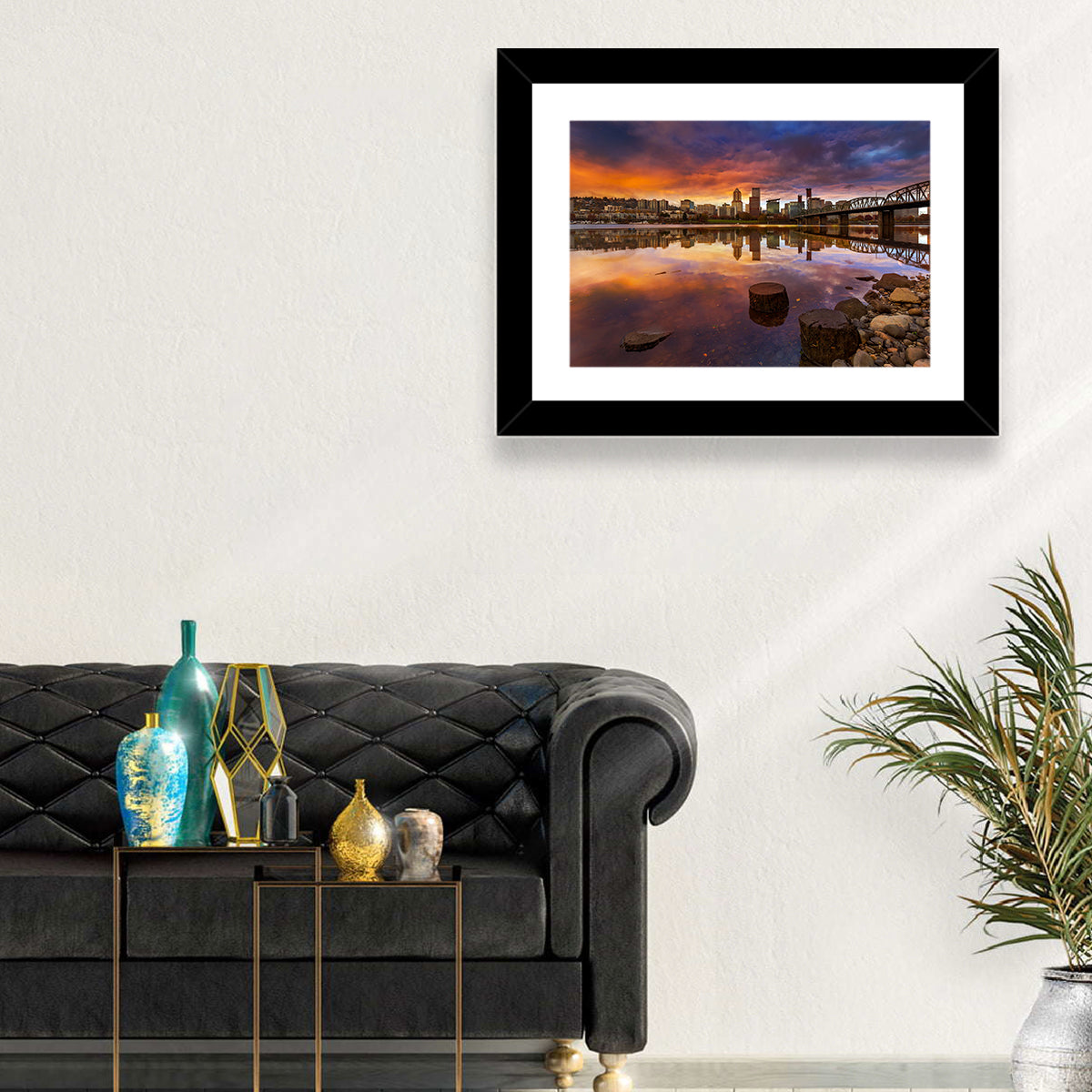 Portland Skyline at Sunset Wall Art