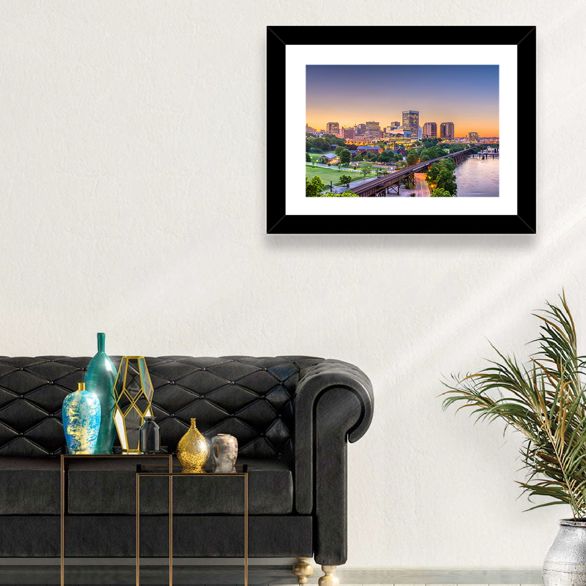 Richmond Skyline at Golden Hour Wall Art in a room, landscape