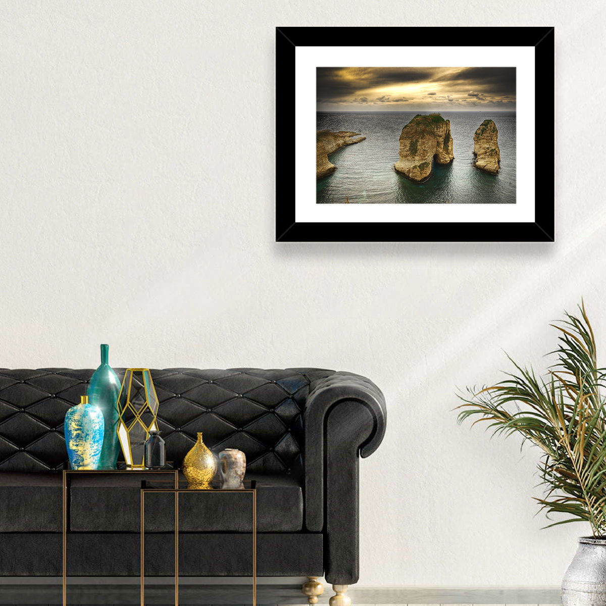Pigeon Rocks, Raouché Wall Art in a room, landscape