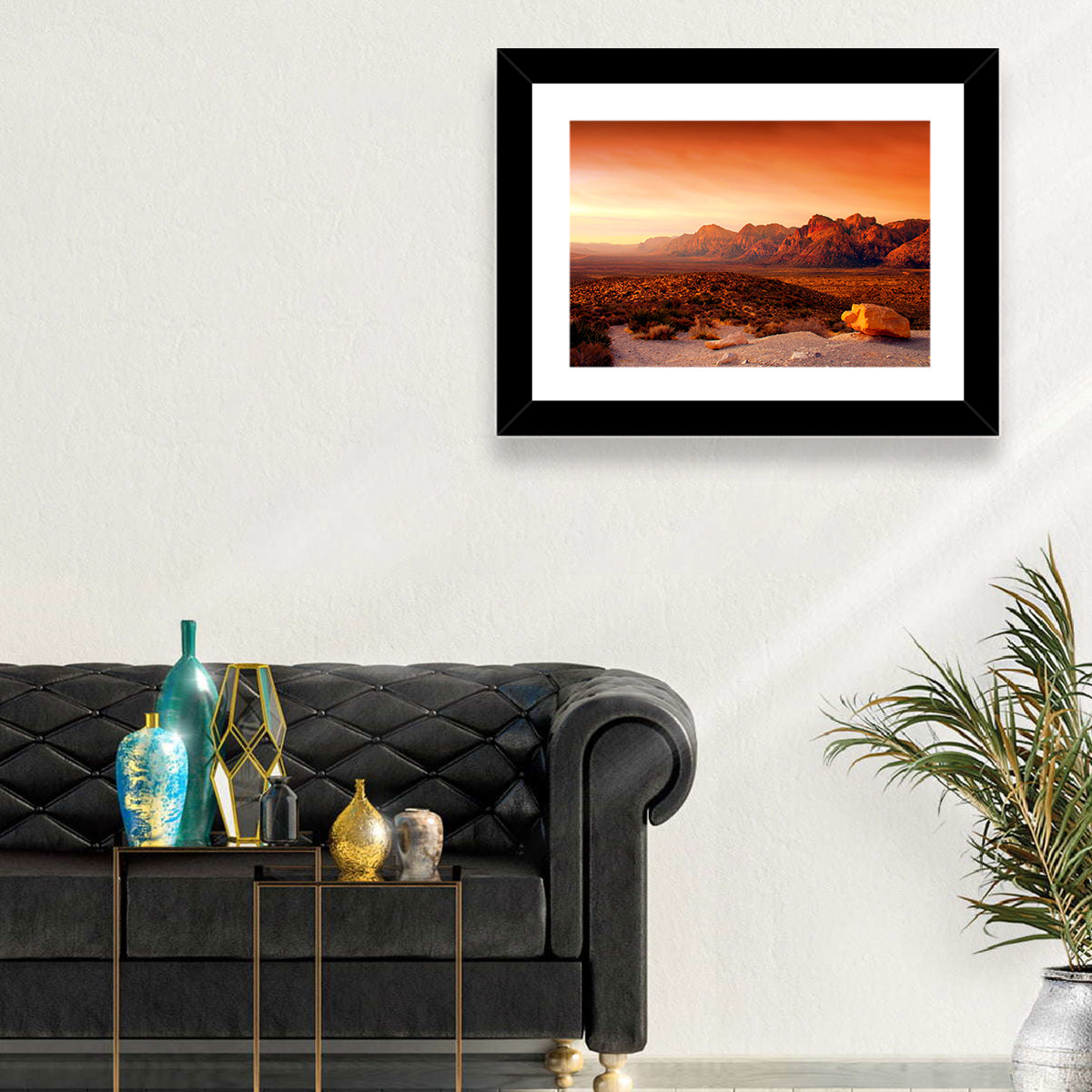 Red Rock Canyon Sunset Wall Art in a room, landscape