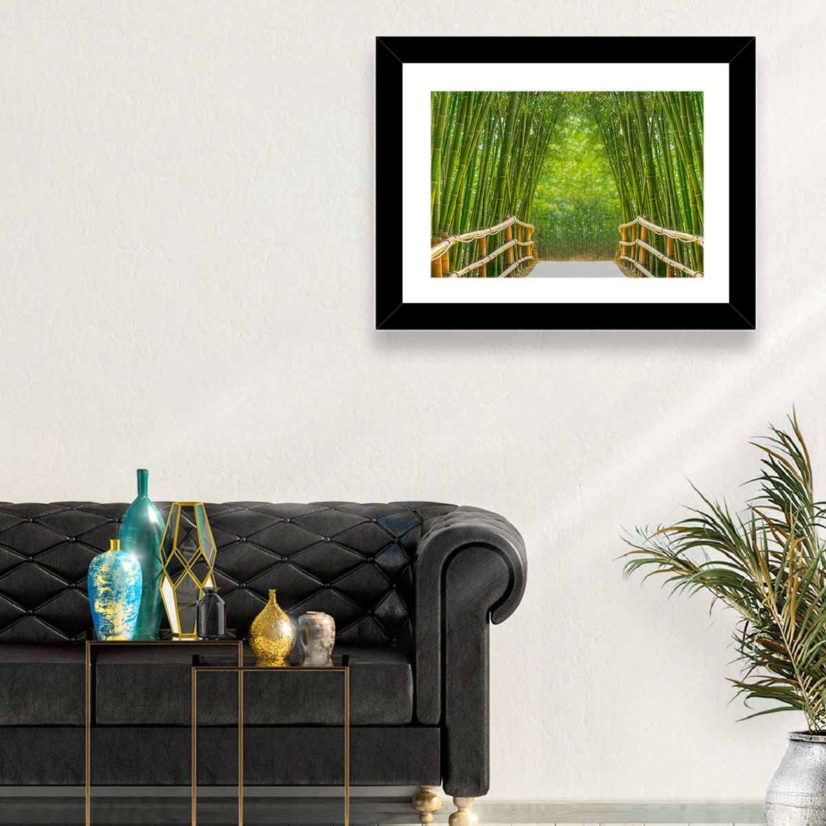 Bamboo Alley Wall Art in a room, landscape