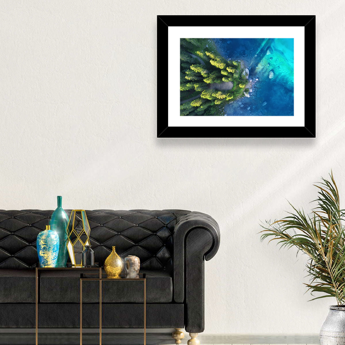 Winding Forest Path by Turquoise Lake Wall Art