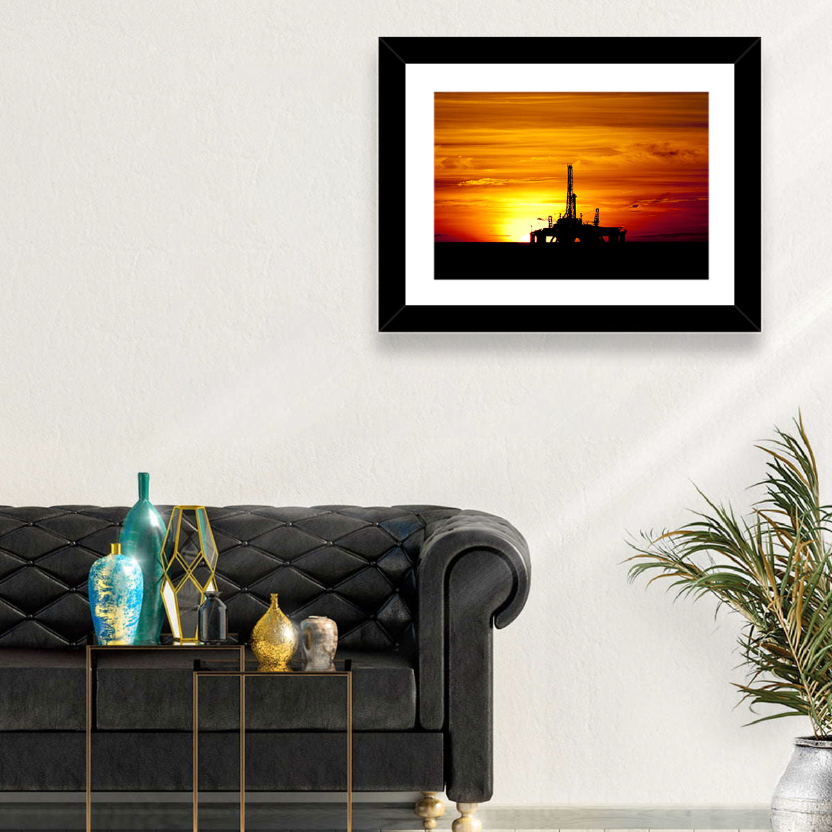 Offshore Oil Rig at Sunset Wall Art