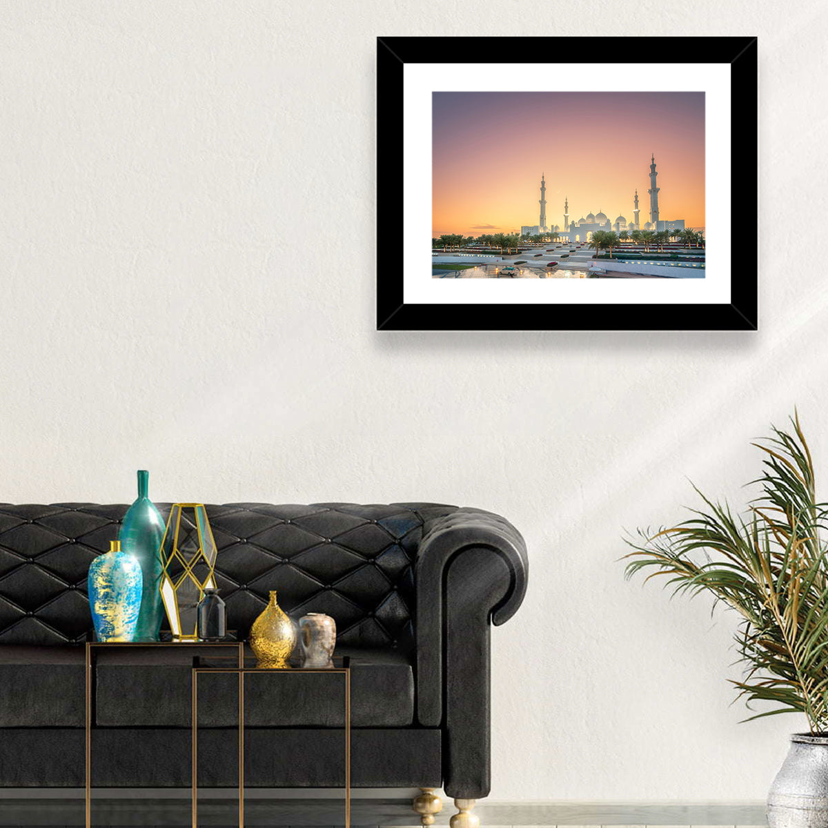 Sheikh Zayed Grand Mosque at Sunset Wall Art in a room, landscape