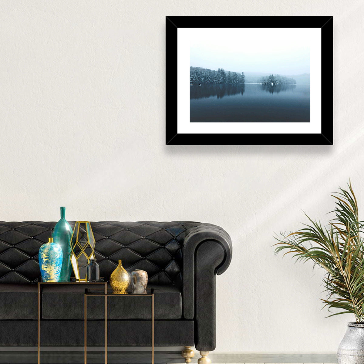 Burr Pond Winter Reflection Wall Art in a room, landscape