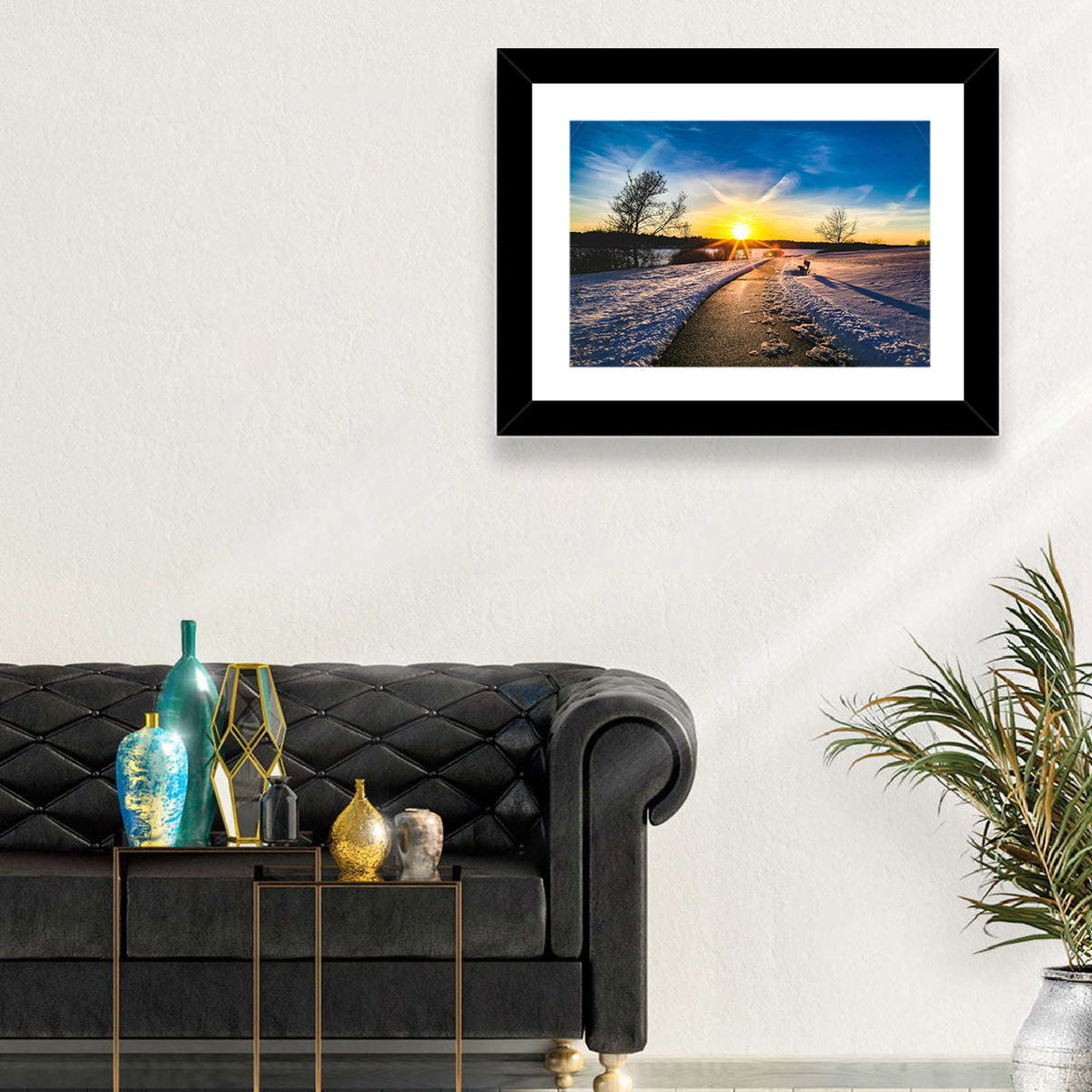 Lake Zorinsky Winter Sunrise Wall Art in a room, landscape