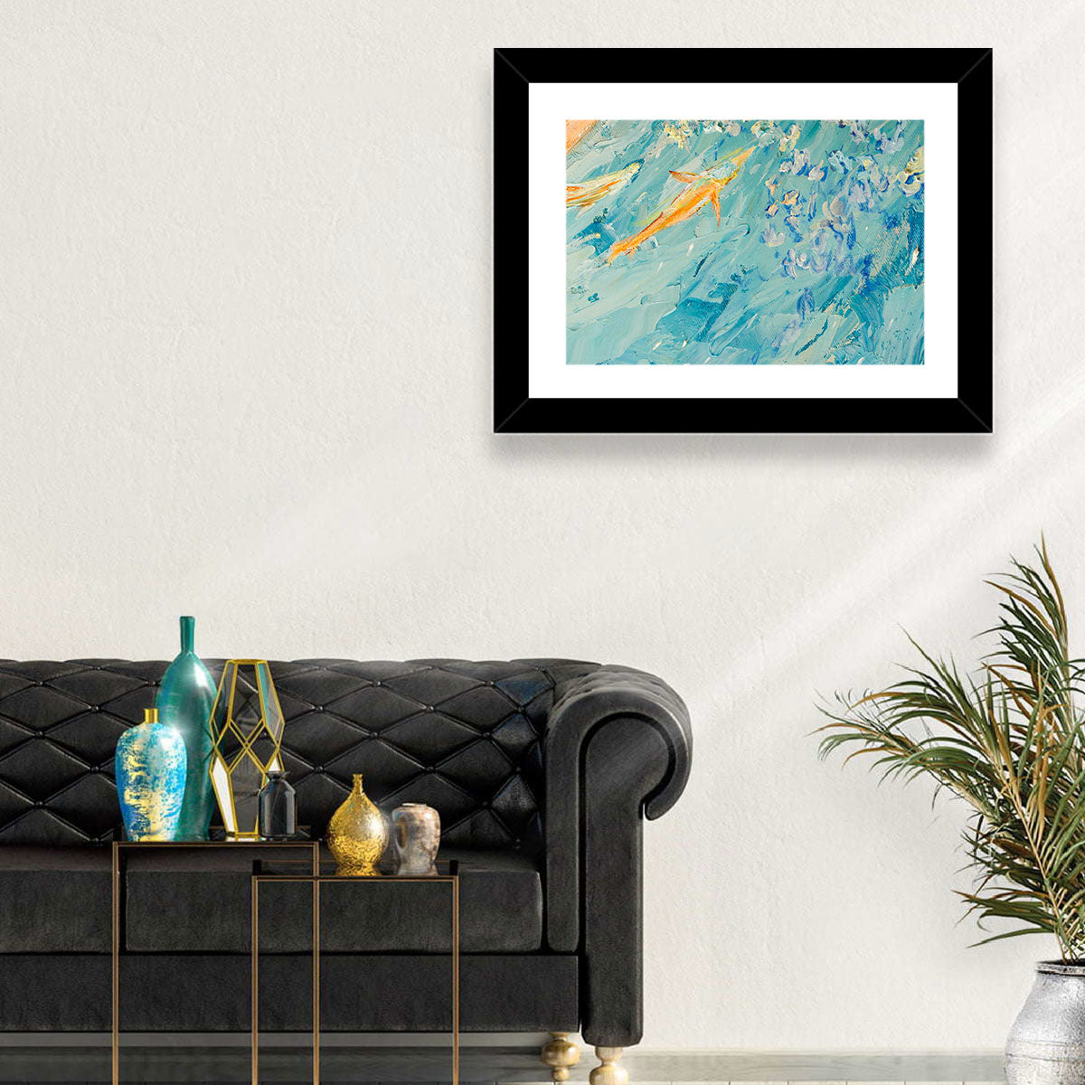 Koi in Blue Abstract Wall Art