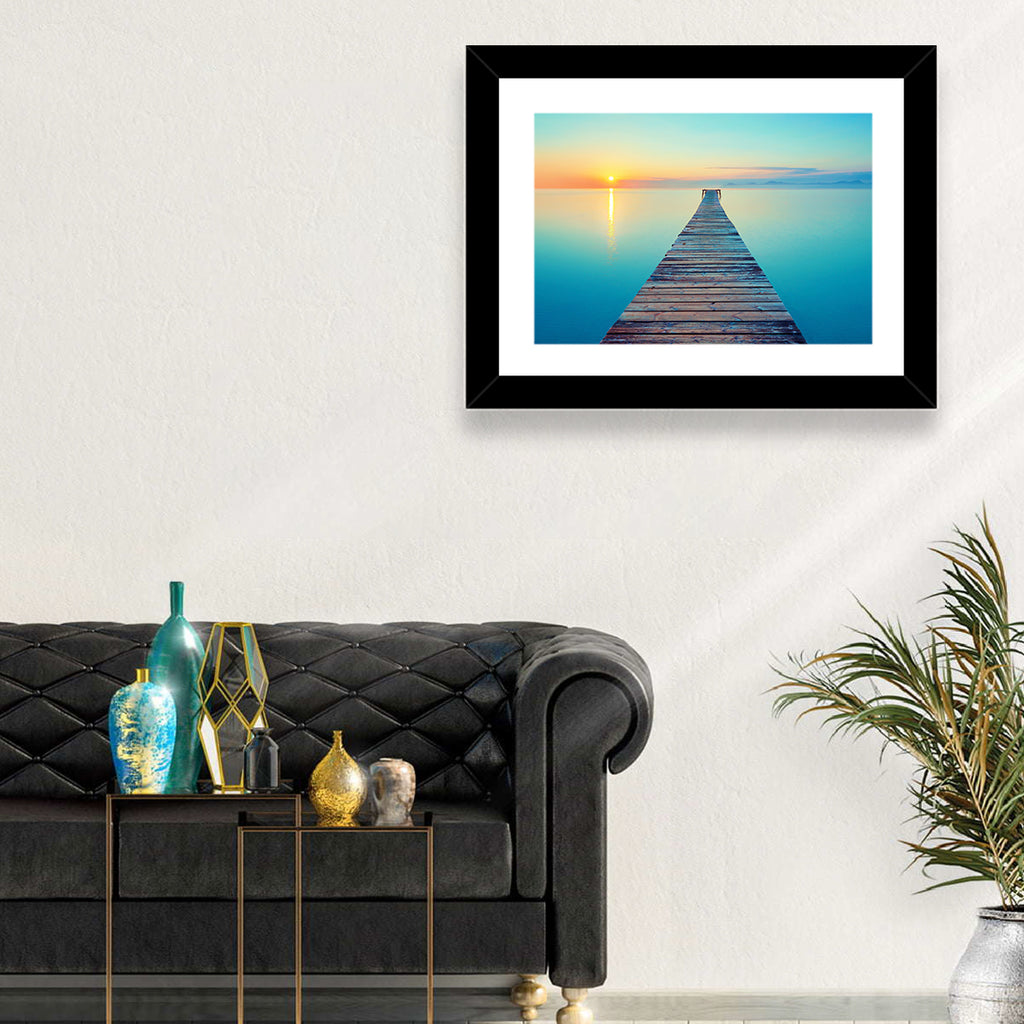 Wooden Footbridge at Sunset Wall Art