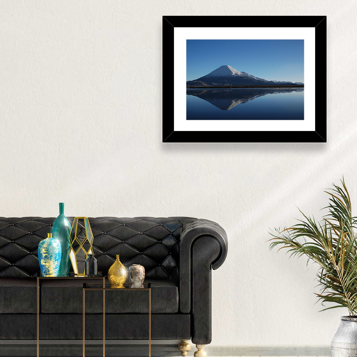 Chungara Lake Reflection Wall Art in a room, landscape