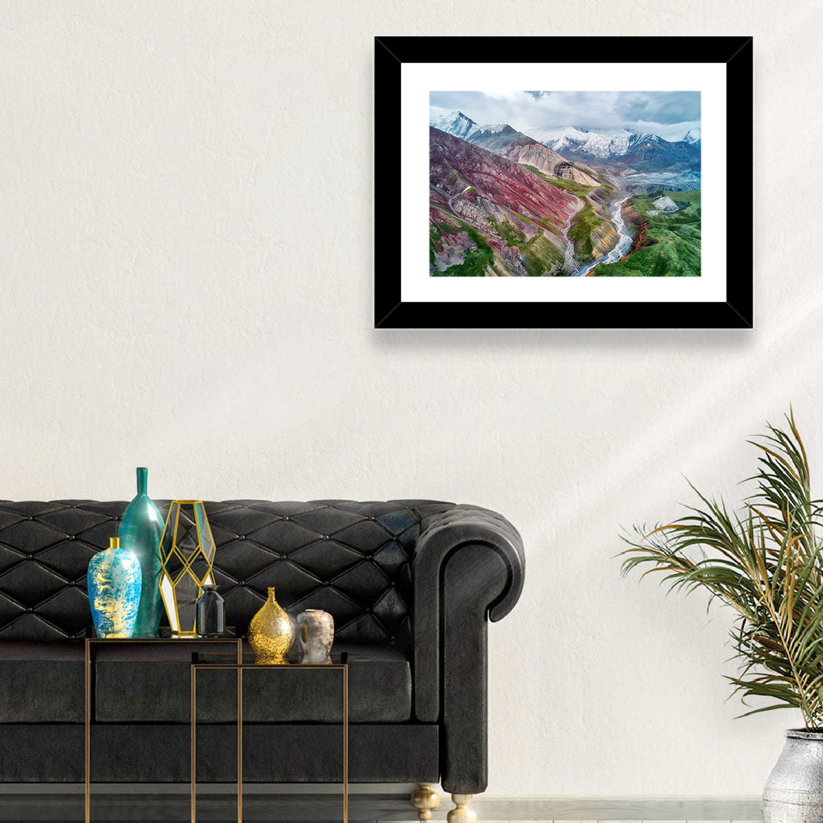 Mount Lenin Glacial Valley Wall Art in a room, landscape