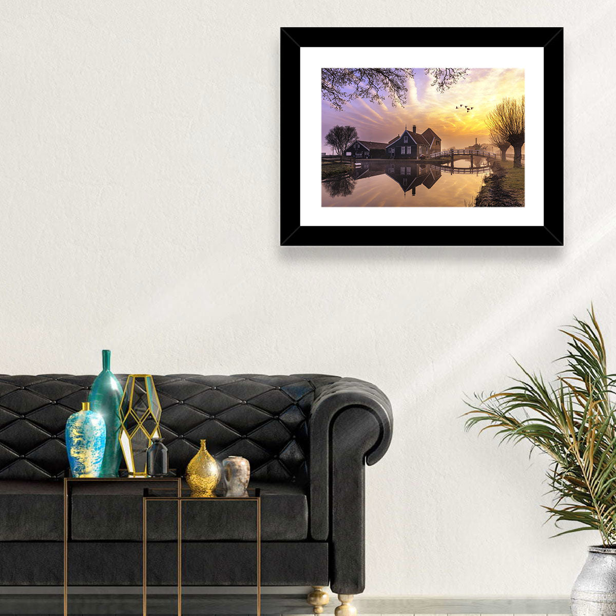 Dutch Canal House at Sunset Wall Art
