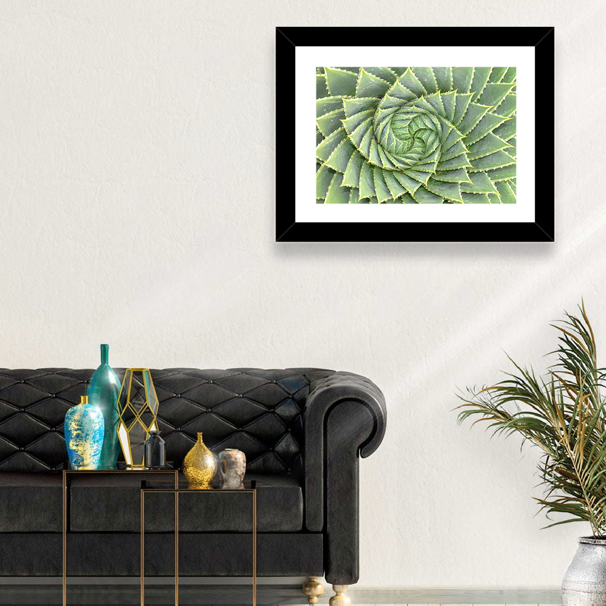 Spiral Aloe Close-up Wall Art in a room, landscape