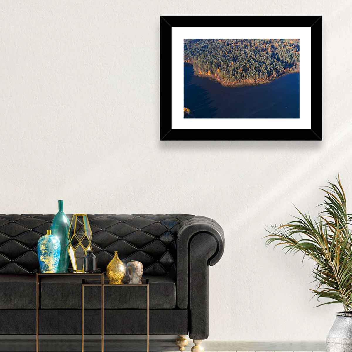 Lake Dolysets Aerial View Wall Art in a room, landscape