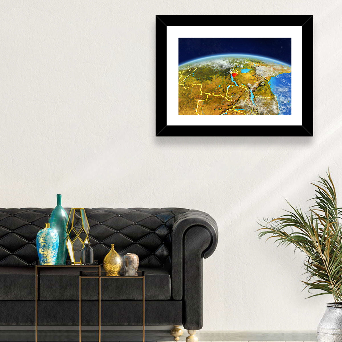 East Africa Great Lakes from Space Wall Art in a room, landscape
