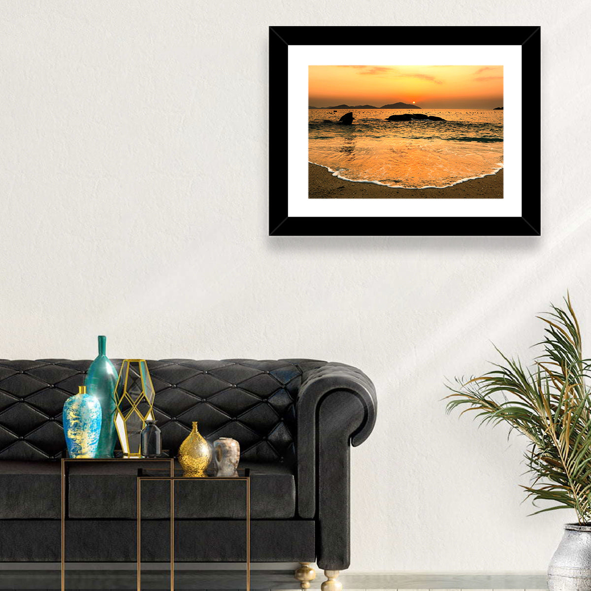 Khanh Hoa Beach Sunset Wall Art in a room, landscape