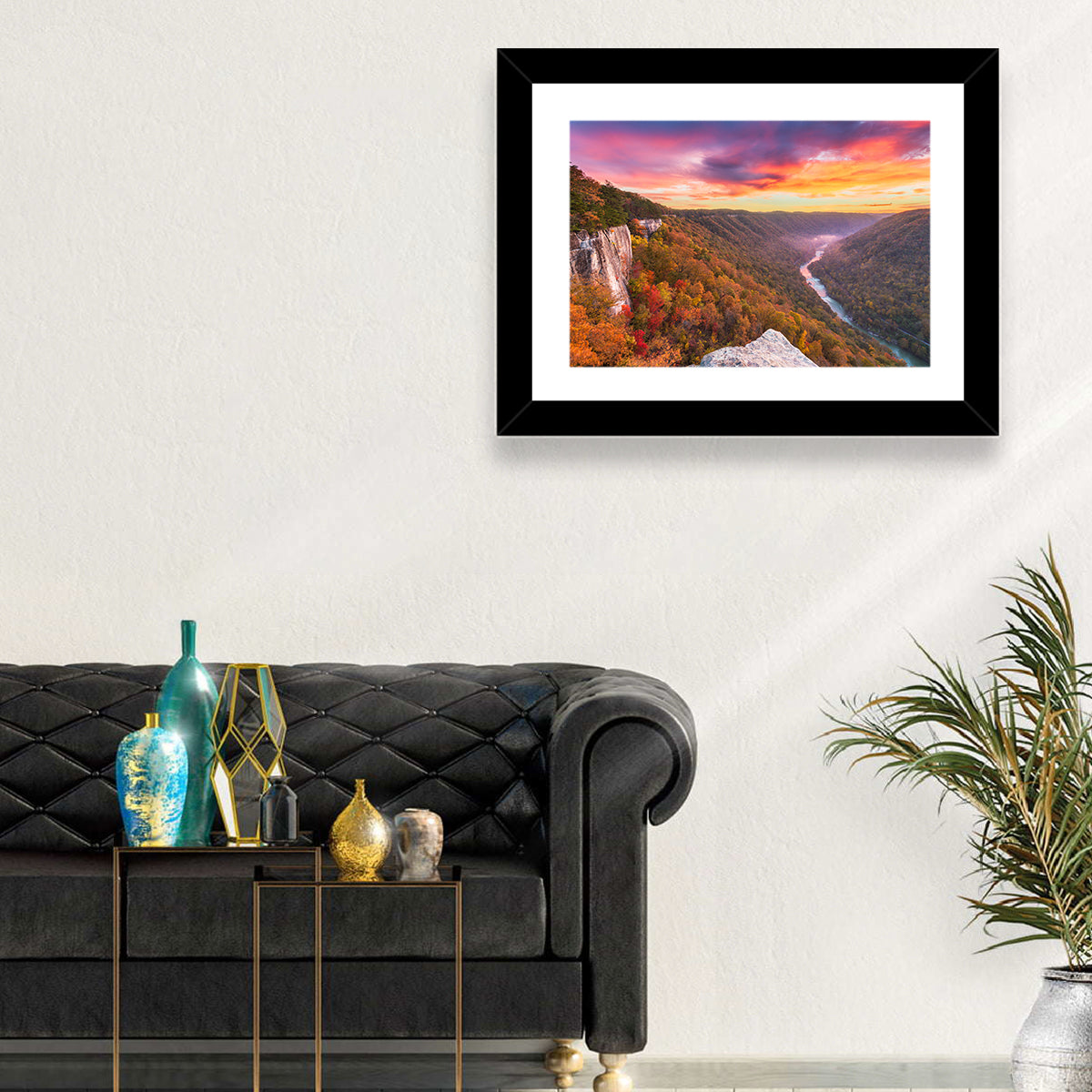 New River Gorge Sunset Wall Art in a room, landscape