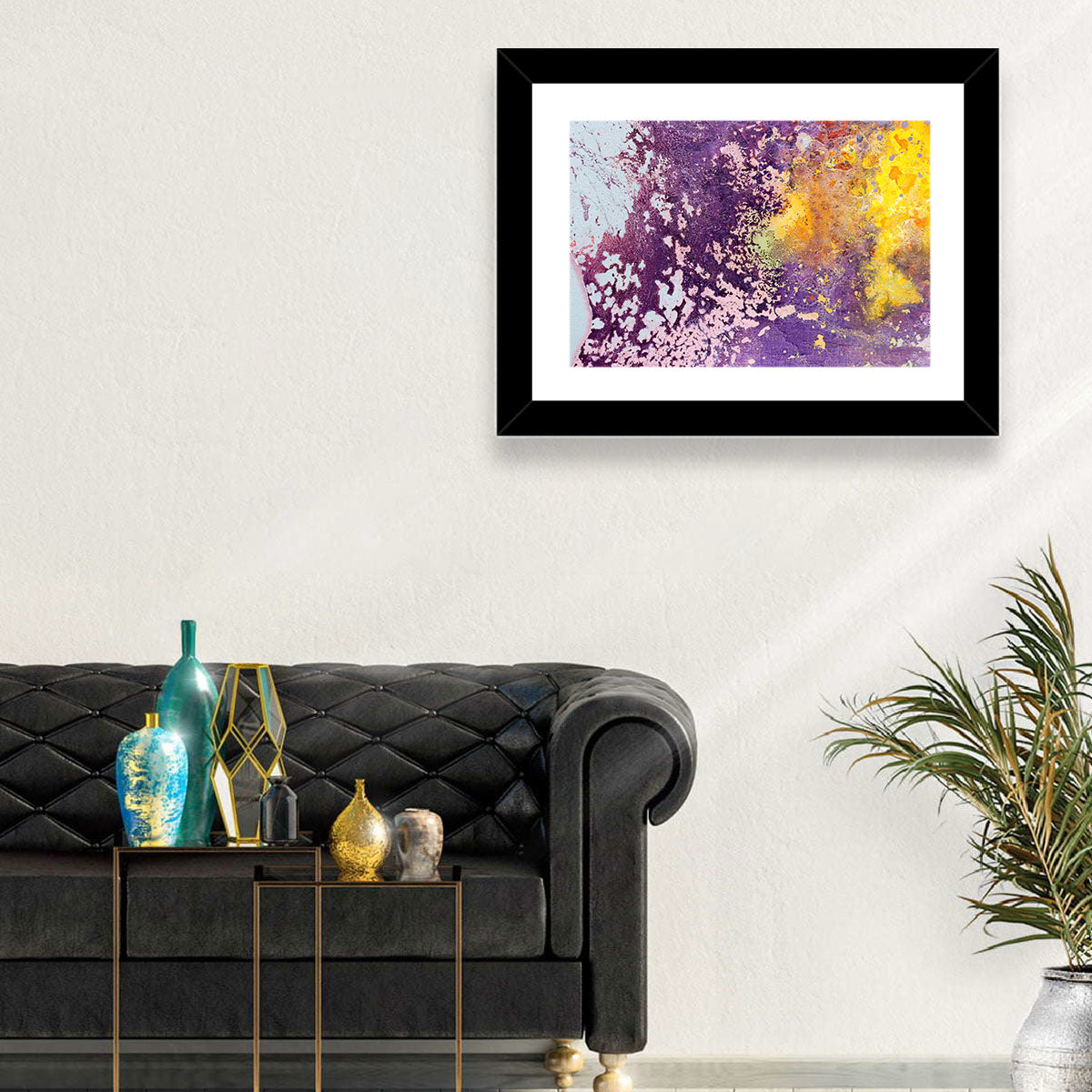 Color Fusion Abstract Wall Art in a room, landscape
