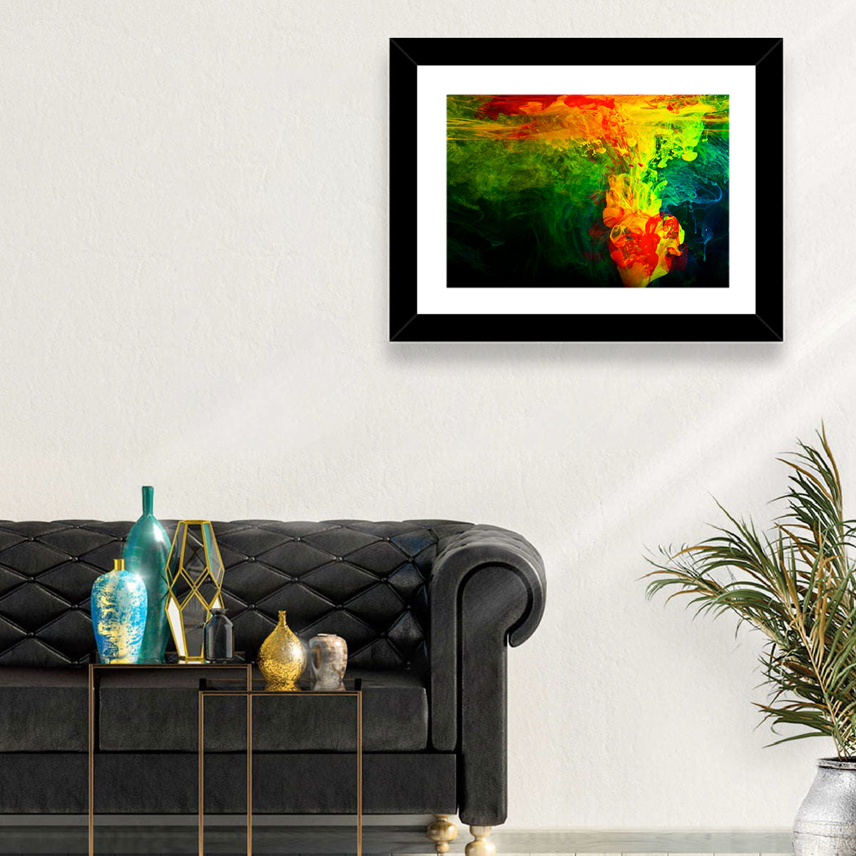 Dynamic Ink Plumes Abstract Wall Art in a room, landscape