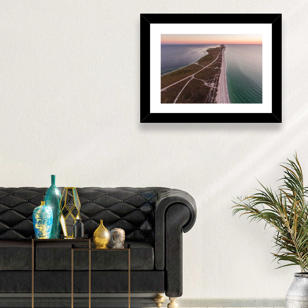 Byriuchyi Island Coastline Wall Art in a room, landscape