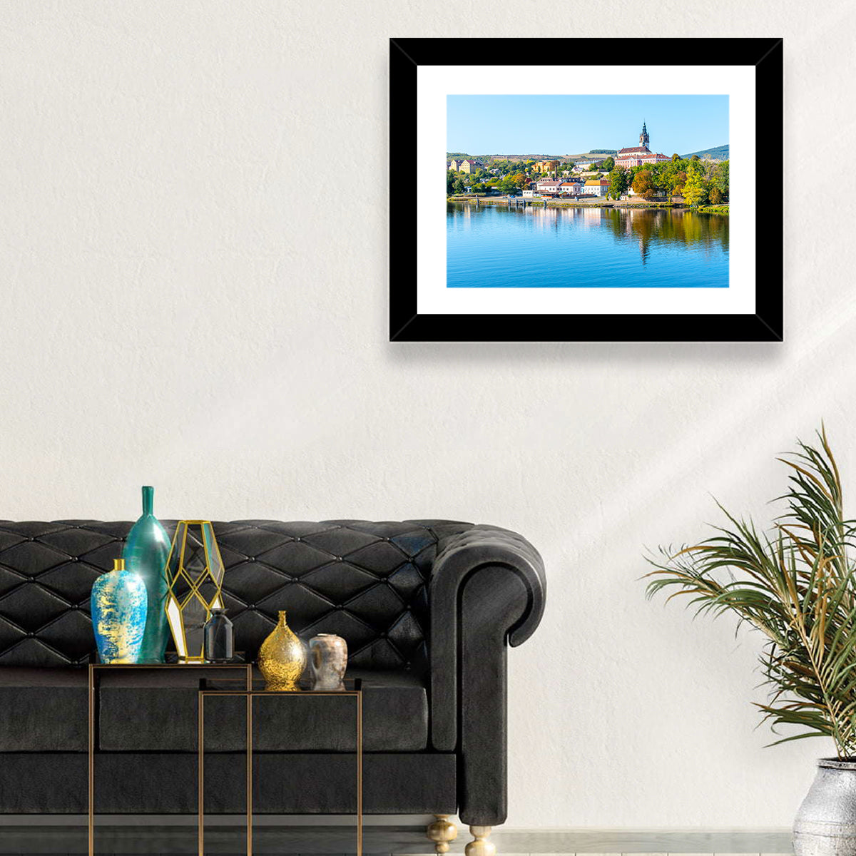 Roudnice Castle Riverbank Reflections Wall Art