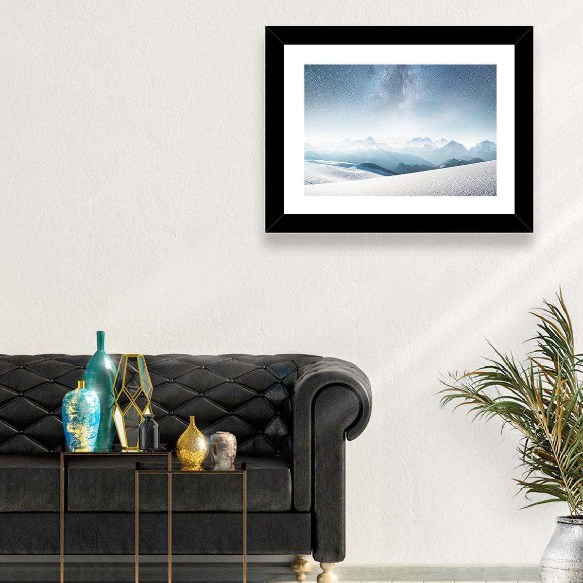 Starry Milky Way Over Snowy Peaks Wall Art