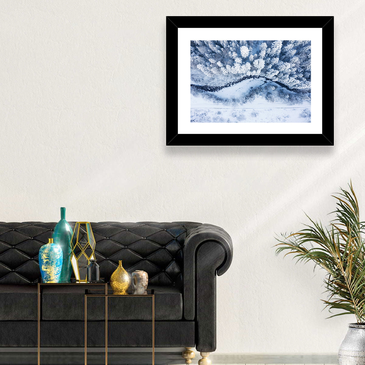 Snowy Forest Stream Wall Art