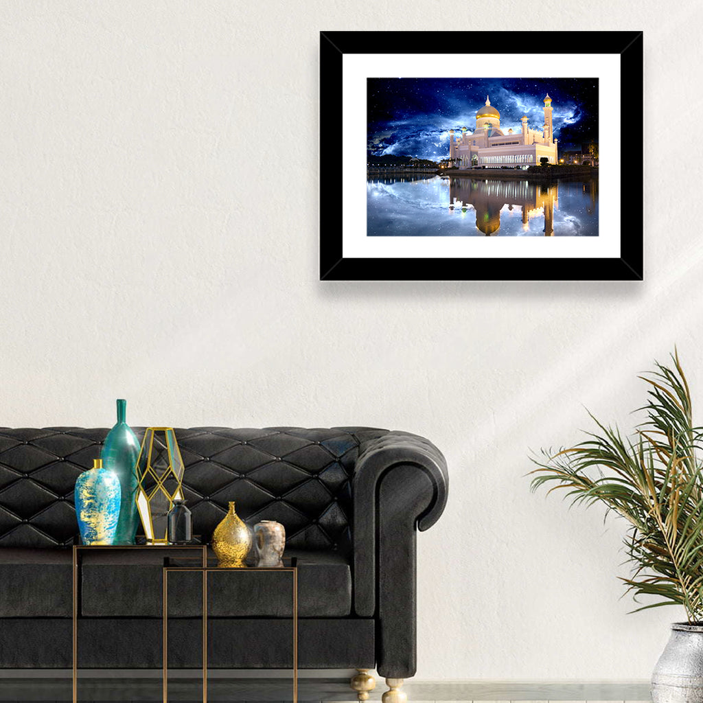 Omar Ali Saifuddien Mosque at Night Wall Art