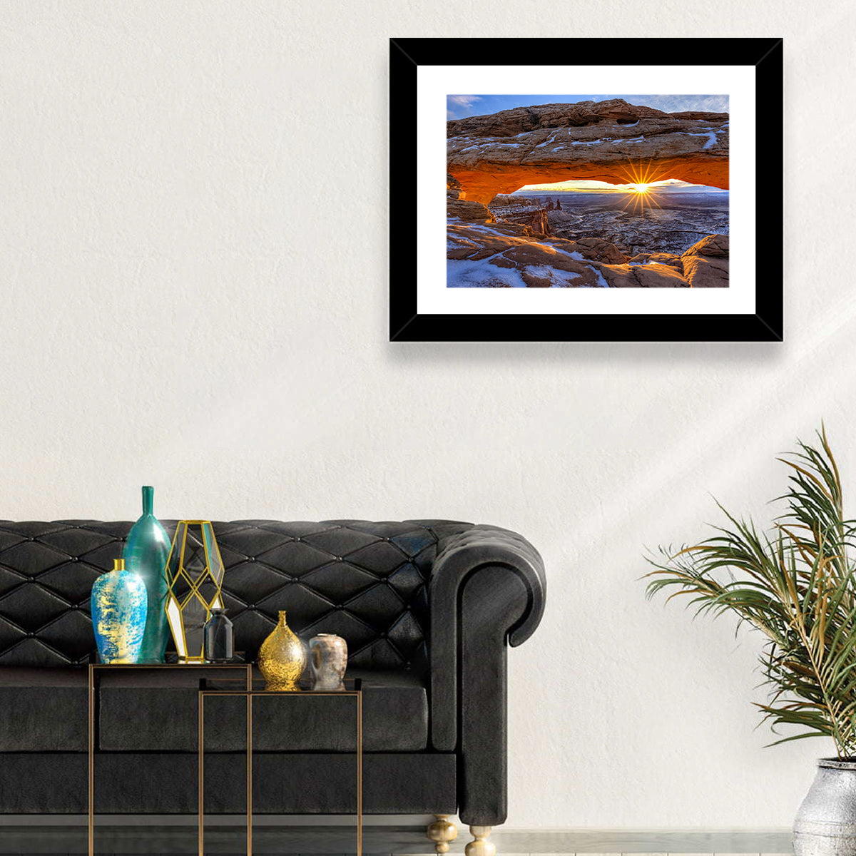 Sunrise at Mesa Arch Wall Art in a room, landscape
