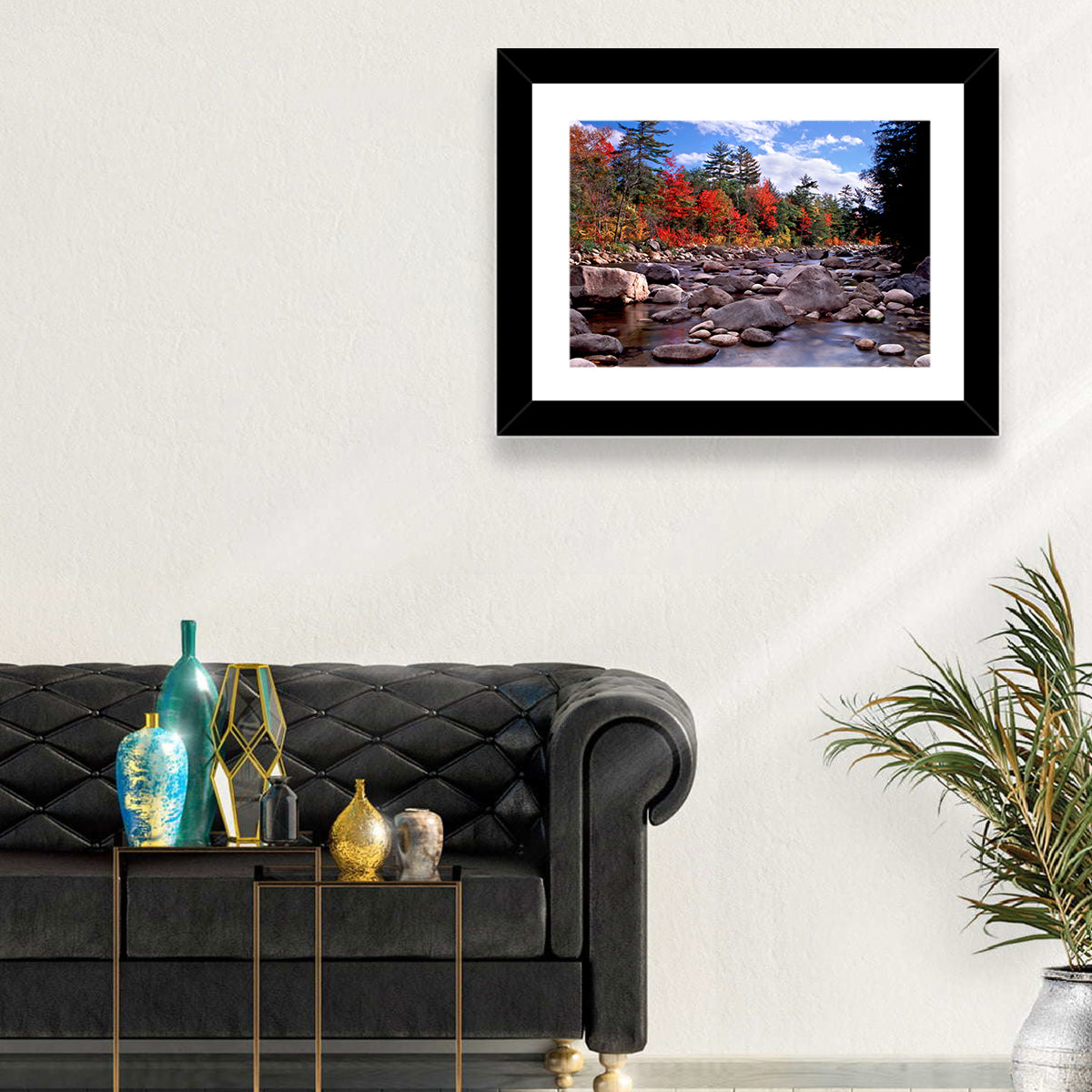 New Hampshire Autumn Stream Wall Art in a room, landscape