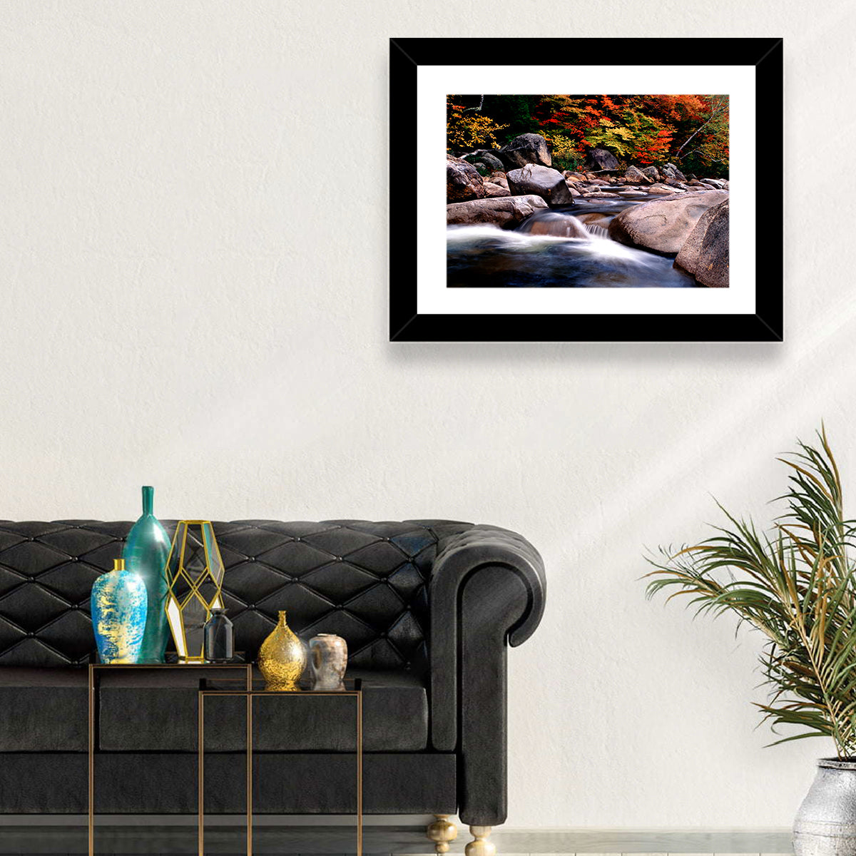 New Hampshire Autumn Stream Wall Art in a room, landscape