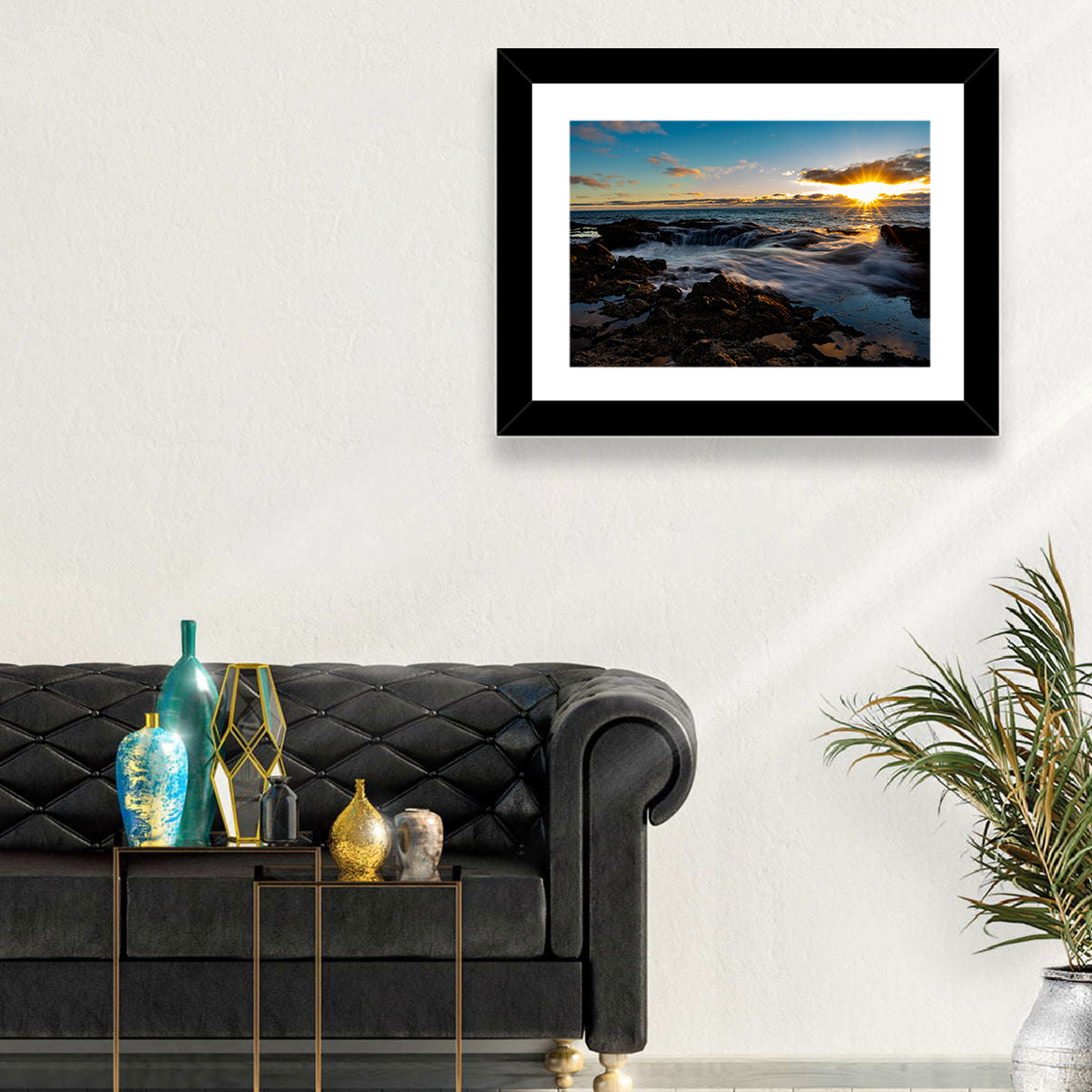 Thor's Well Sunset, Oregon Coast Wall Art in a room, landscape