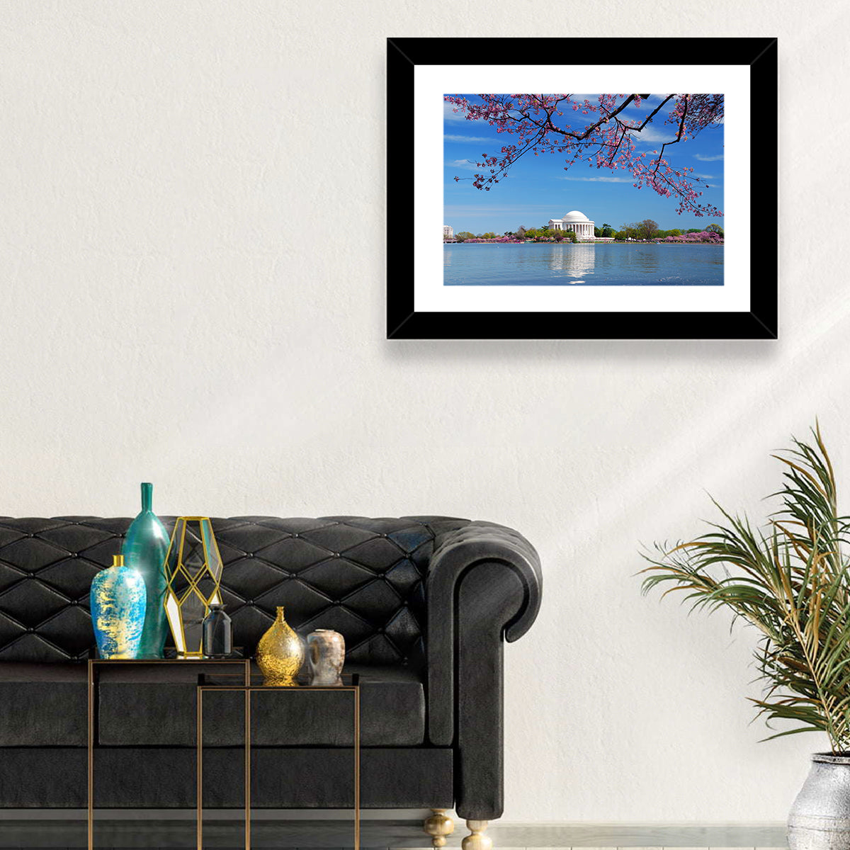 Thomas Jefferson Memorial with Cherry Blossoms Wall Art in a room, landscape