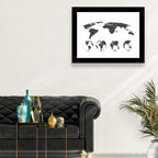 Stylized World Map and Globe Icons Wall Art