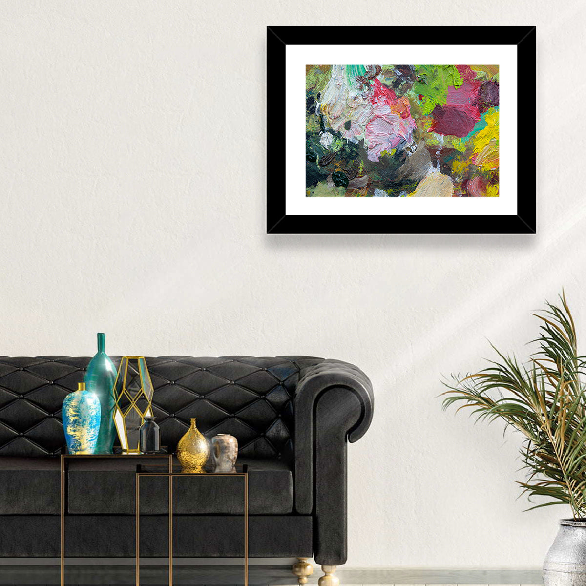 Hand Drawn Abstract Palette Wall Art in a room, landscape