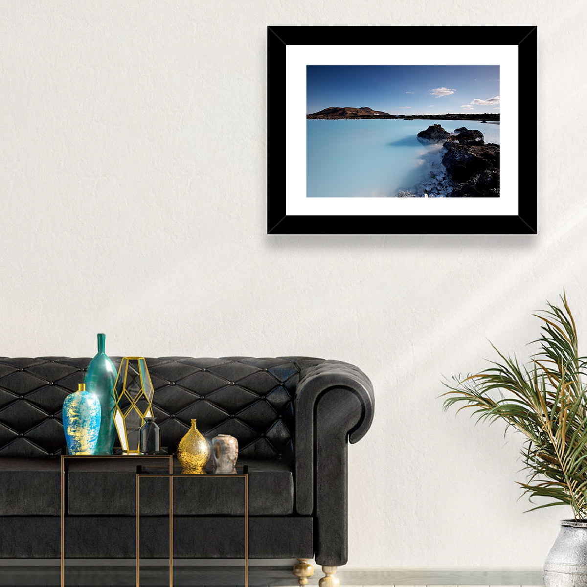 Blue Lagoon in Grindavík, Iceland Wall Art in a room, landscape