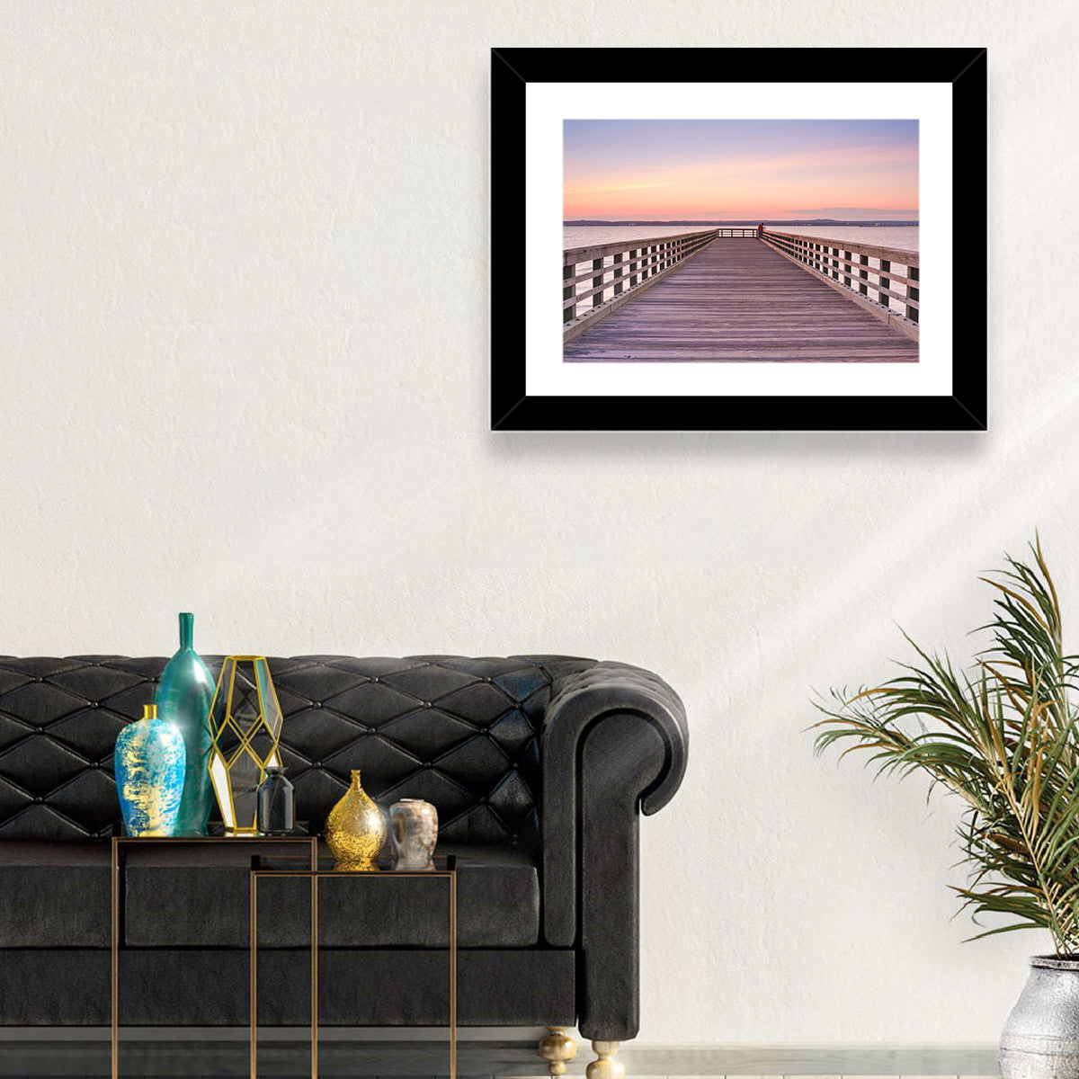 New Haven Wooden Pier Wall Art in a room, landscape