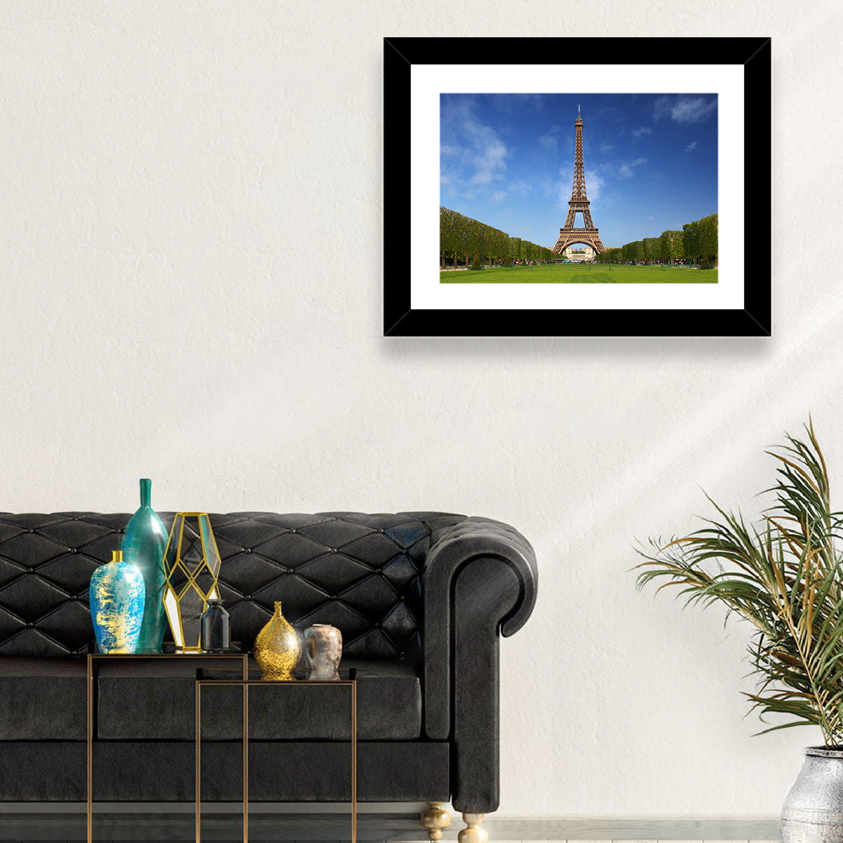 Eiffel Tower Park View Wall Art in a room, landscape