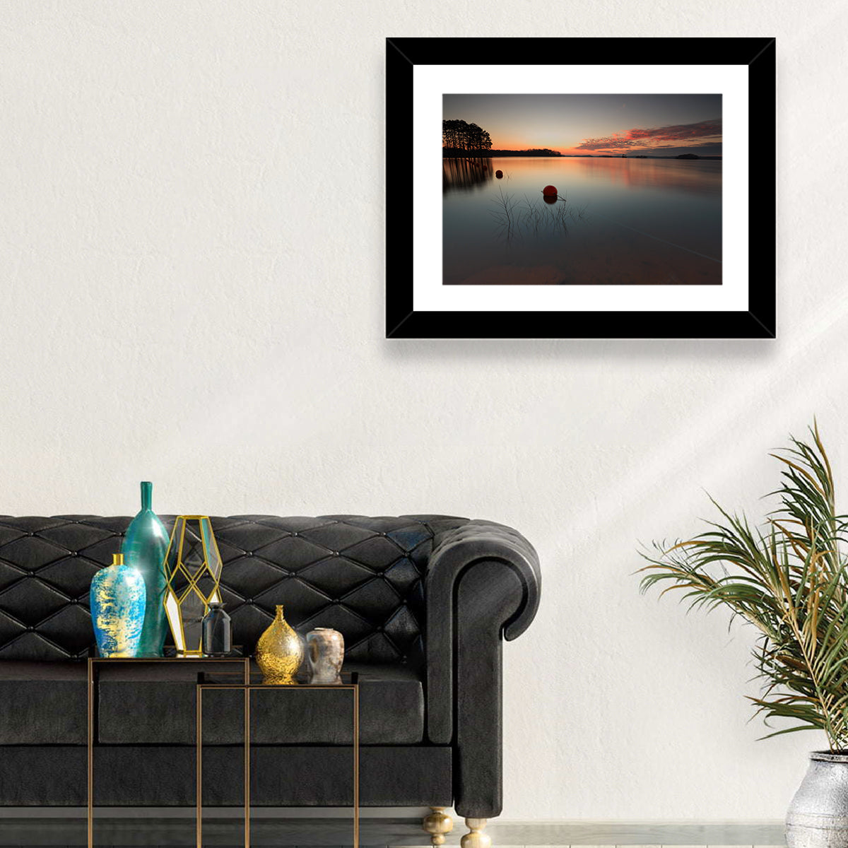 Lake Lanier Buoys at Sunset Wall Art in a room, landscape