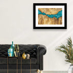 Burled Wood River with Teal Resin Wall Art