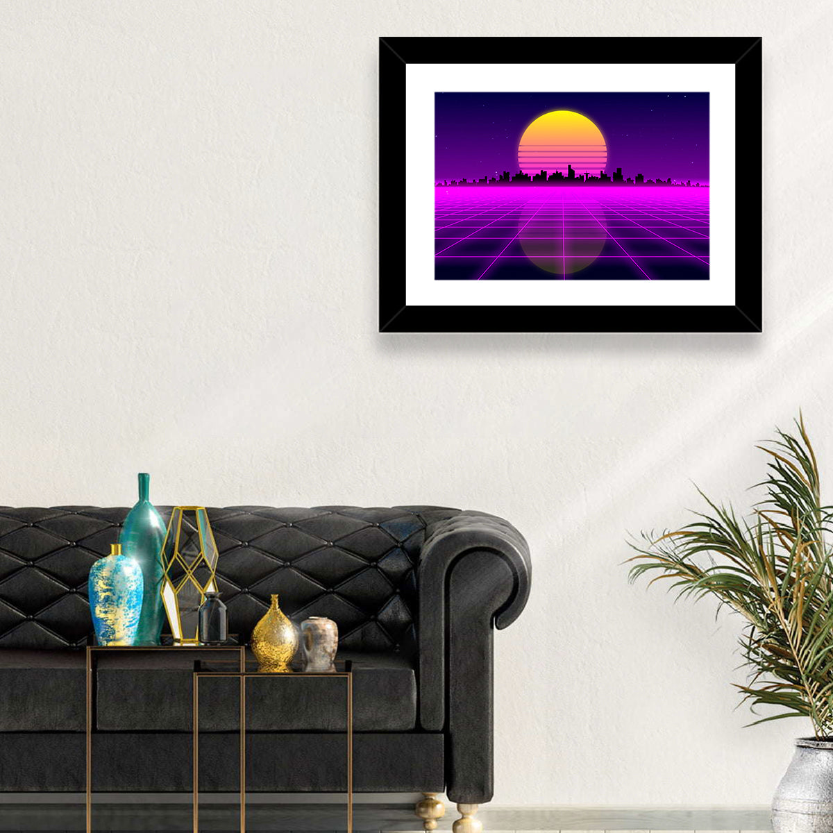 Neon Sunrise Skyline Wall Art