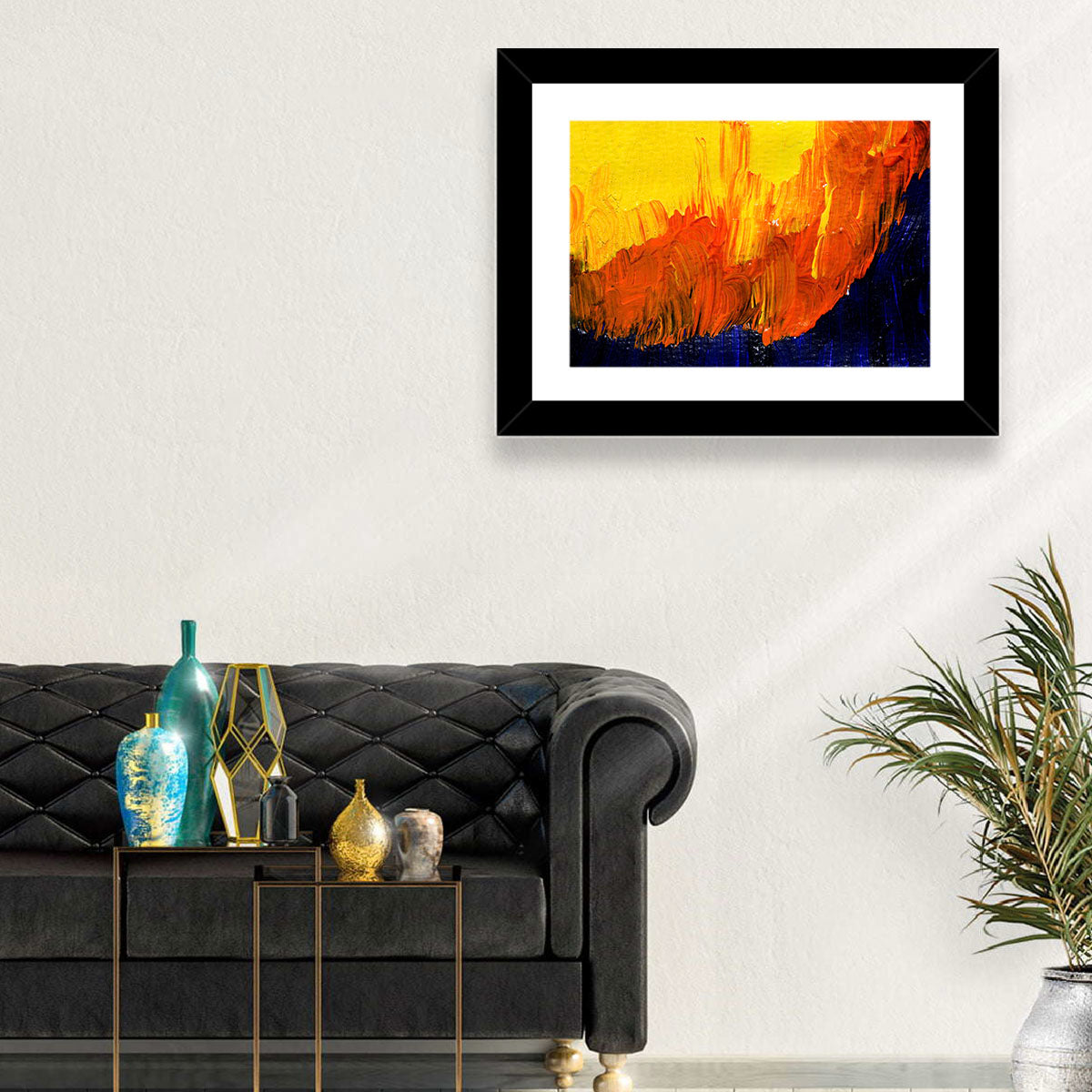 Mountain Ridge Abstract Wall Art in a room, landscape