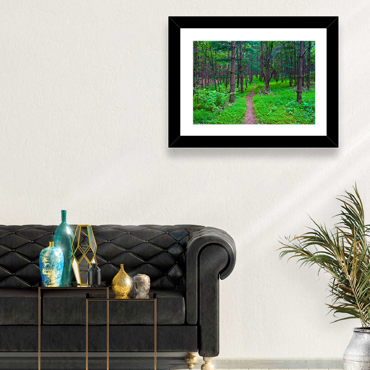 Lush Virginia Forest Trail Wall Art in a room, landscape