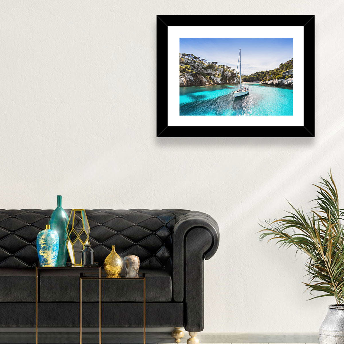 Menorca Cove Sailboat Wall Art