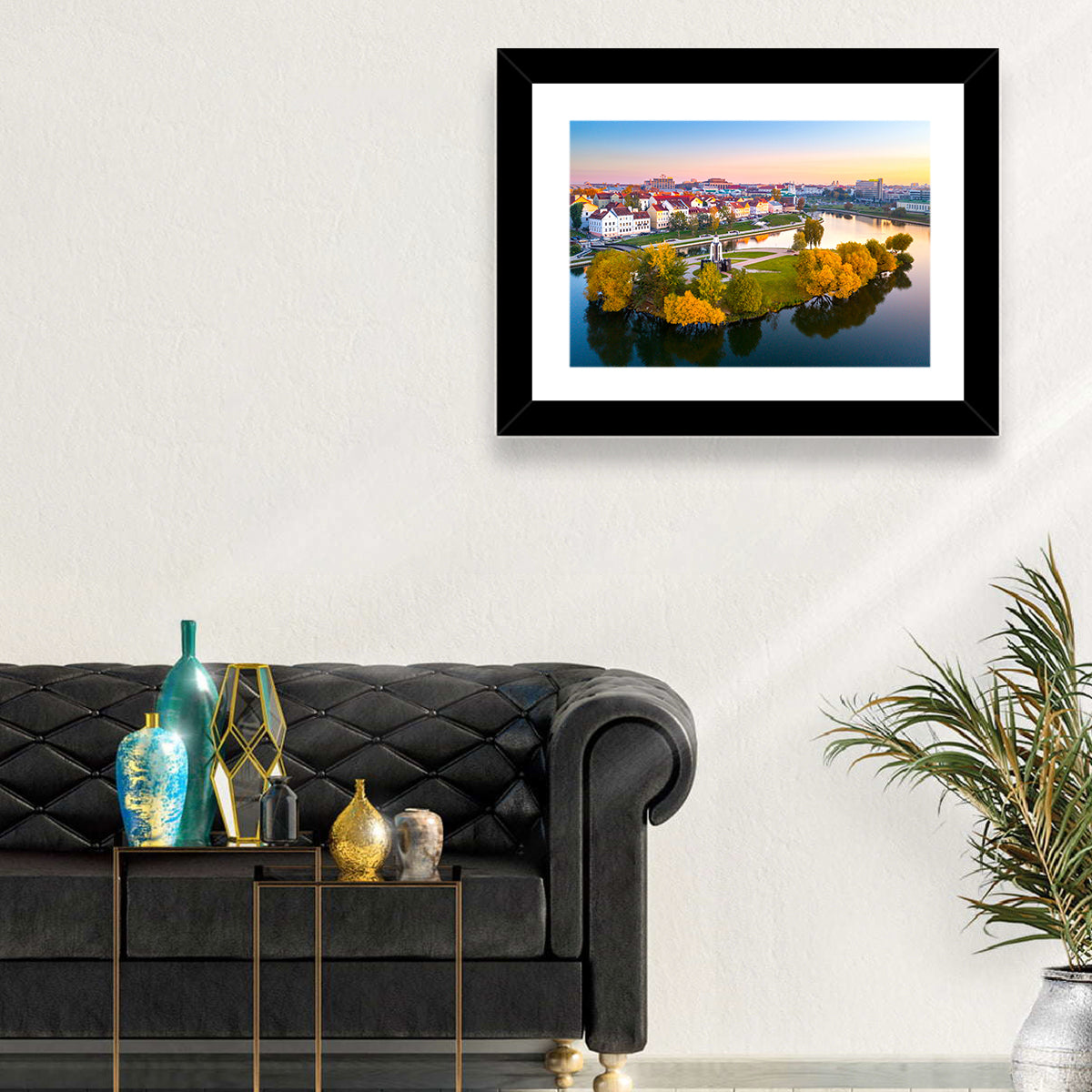 Minsk Island of Tears Golden Dusk Wall Art in a room, landscape